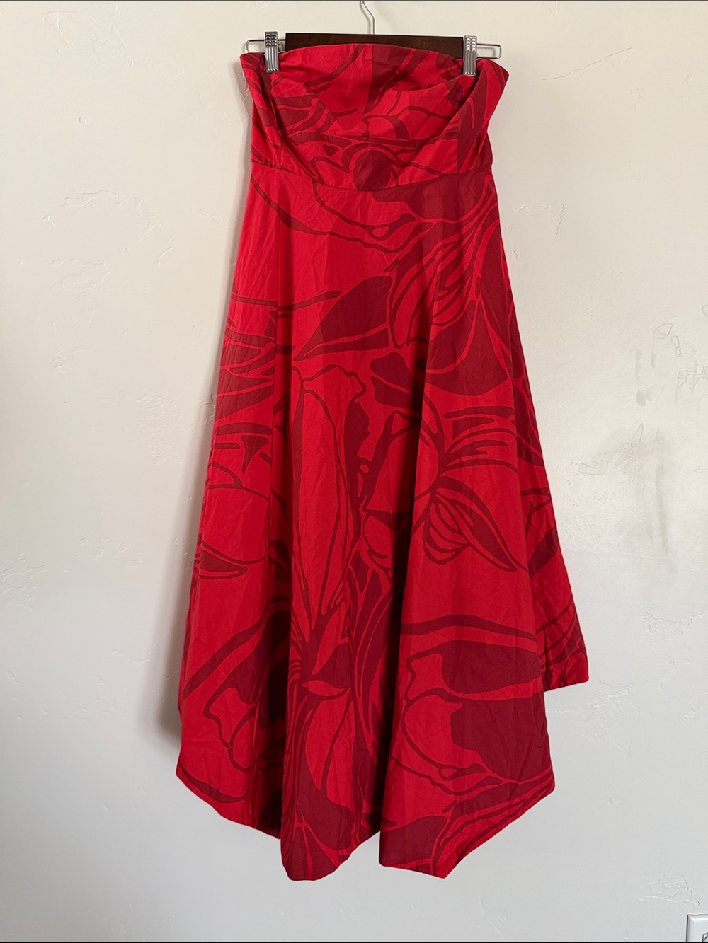 Banana Republic Red Floral Midi Dress with Dark Red Print